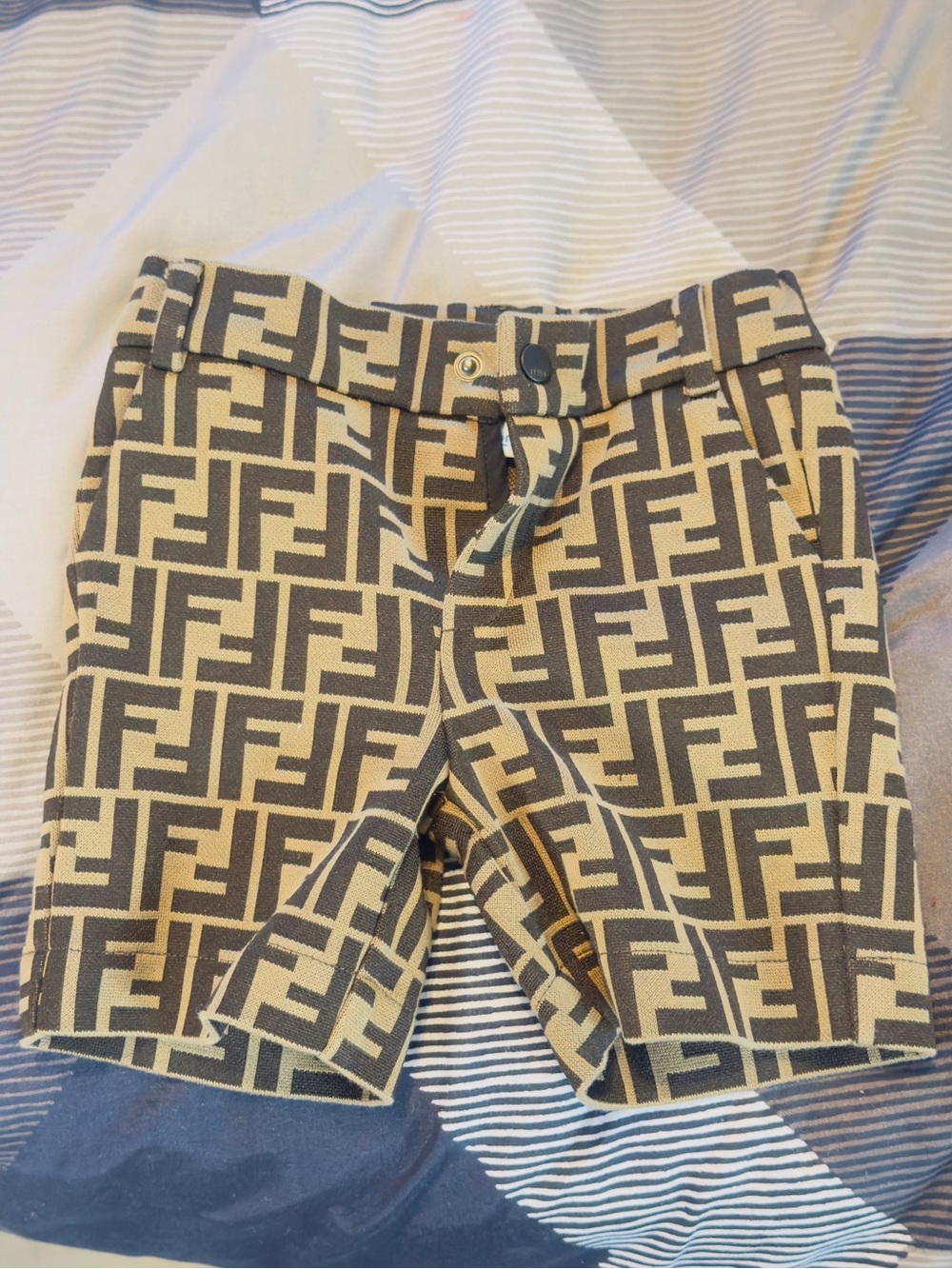 Fendi Brown and Tan Monogram Kids Shorts